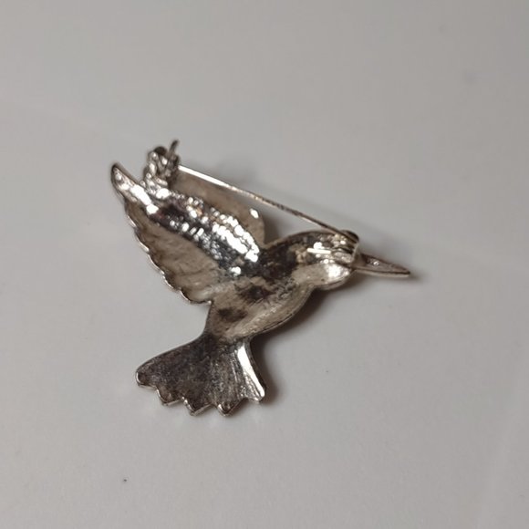 Black And Silver Tone Hummingbird Brooch - Picture 6 of 12